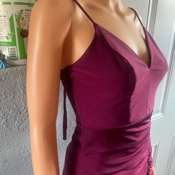 Honey and Rosie Red Ruched Maxi Gown - Picture 11 of 12